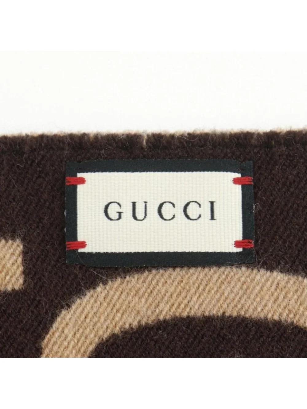 Gucci GG Jacquard Wool Silk Beige Scarf